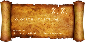 Kolonits Krisztina névjegykártya